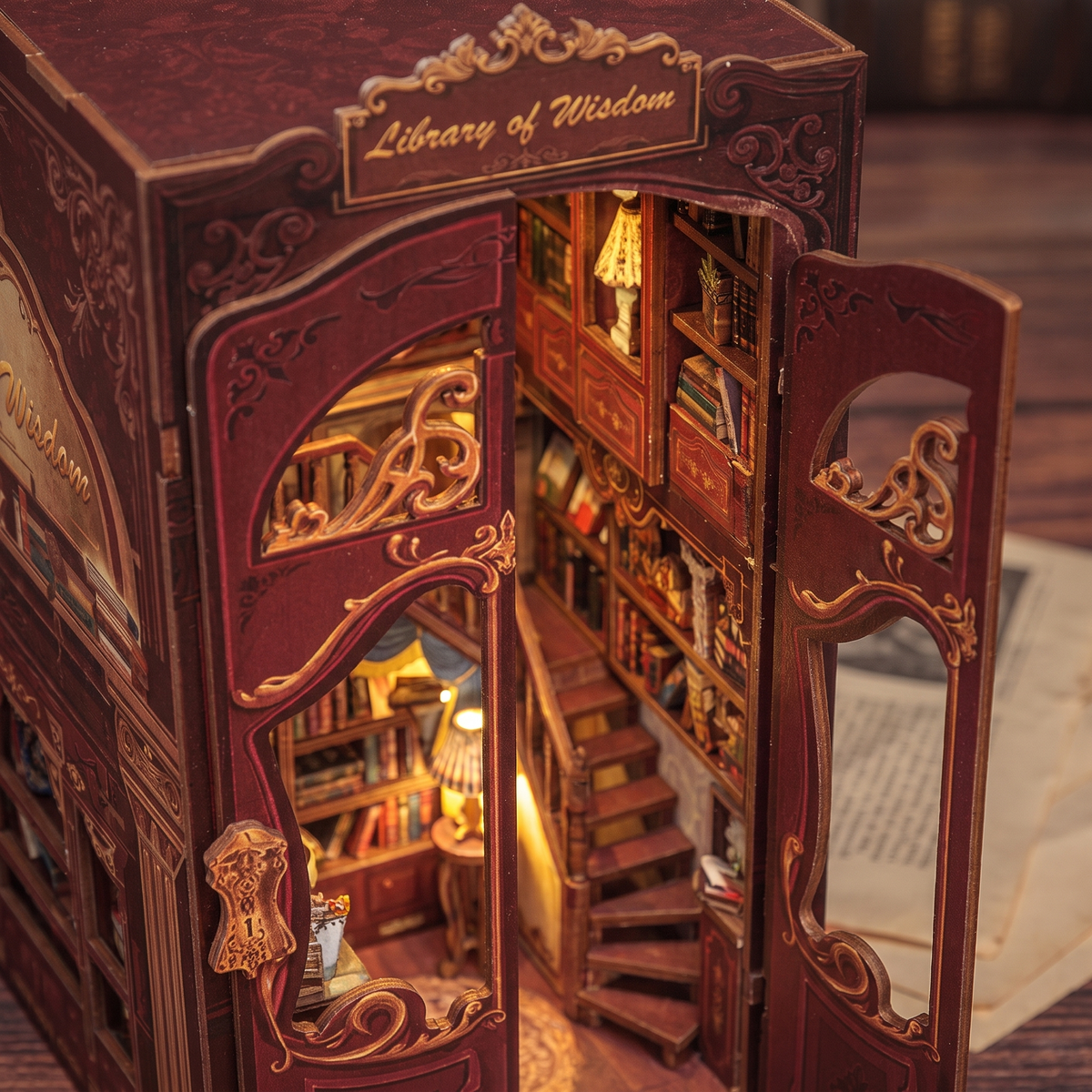 Detailansicht des Innenraums der Book Nook Bibliothek